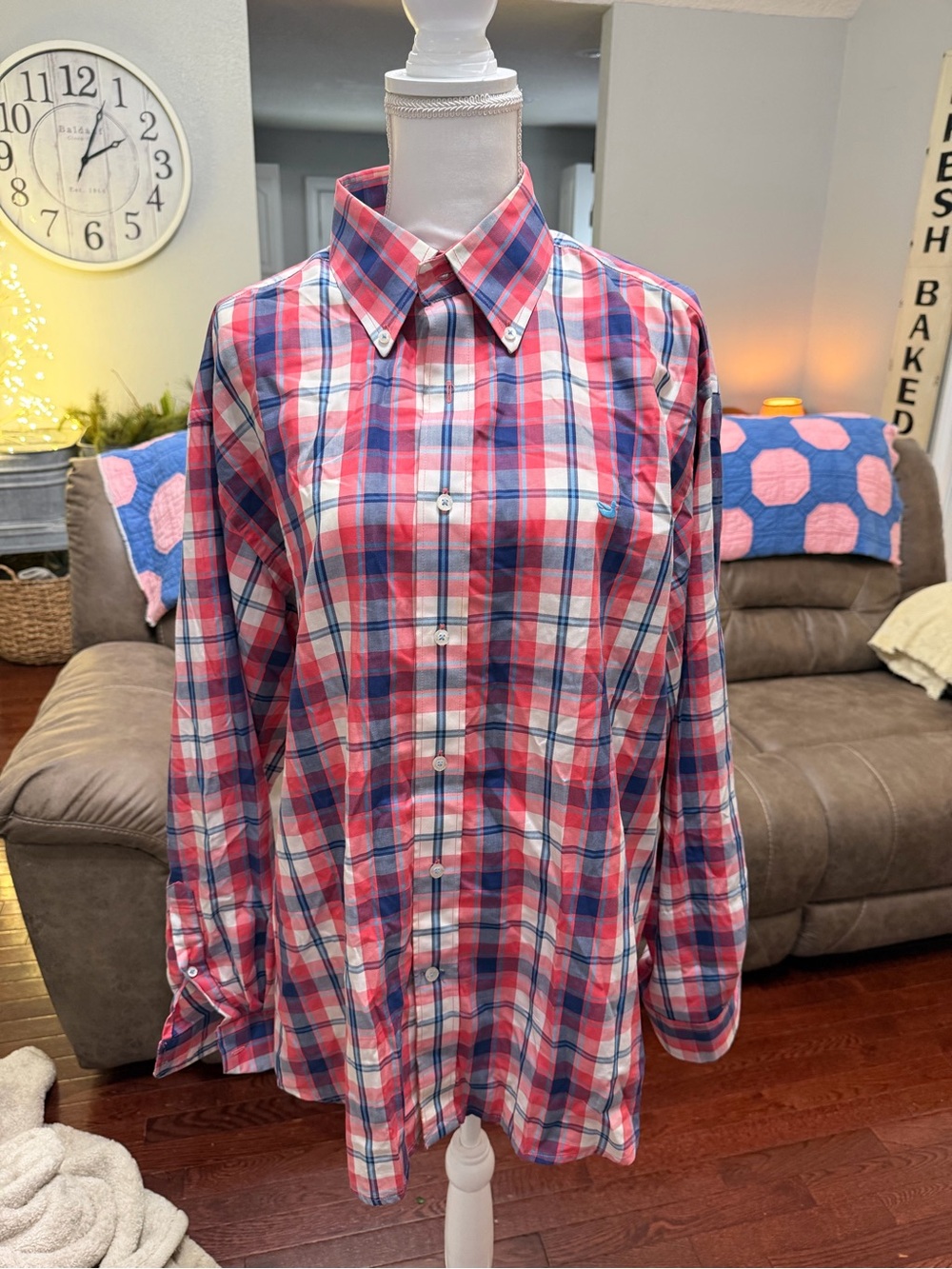 Southern Marsh Red & Blue Plaid Button-Down Shirt